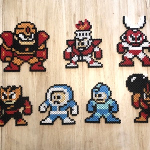 Mega Man 1 | Sprites | NES | Perler Bead | Pixel Art | Robot | Electric Man | Fire Man | Bomb Man | Guts Man | Ice Man | Cut Man| Mega Man |