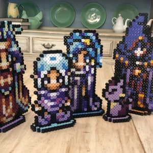 Chrono Trigger Magnets | Schala | Queen Zeal | Janus | Prophet | Alfador | Perler Bead Pixel Sprites | Game Room Decor | Videogame Wall Art