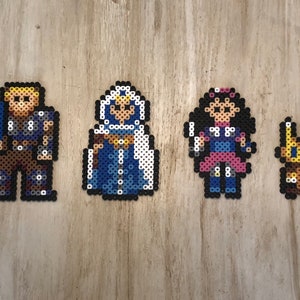 Phantasy Star Magnets | Alis Lansford | Odin | Noah | Myau | Perler Sprites | Retro Game Room Decor | Pixel Art