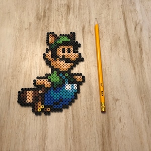 Super Mario Bros 3 Luigi Magnets | Racoon Luigi | Tanooki Luigi | Fire Luigi | Frog Luigi | Pixel Art | SNES Retro | Game Room | Perler Art image 6