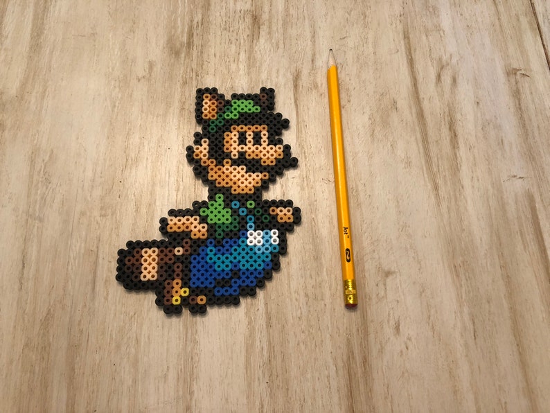 Super Mario Bros 3 Luigi Magnets | Racoon Luigi | Tanooki Luigi | Fire Luigi | Frog Luigi | Pixel Art | SNES Retro | Game Room | Perler Art image 6