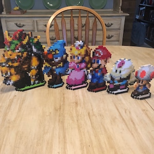 Super Mario RPG Perler Art | Mario | Bowser | Princess Peach | Geno | Mallow | Toad | SNES | 8-bit Retro Pixel | Game Room Decor |
