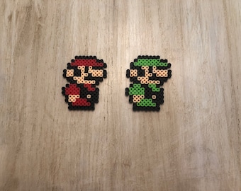 Super Mario All-Stars Magnets | Mario & Luigi | Keychains | NES Pixel Art | Game Room Decor | Retro Videogame Art |