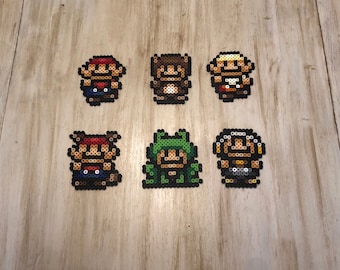 Super Mario Bros 3 Mini Keychains | Magnets | Racoon Mario | Tanooki Mario | Fire Mario | Frog Mario | Pixel Art | SNES Retro  | Game Room |