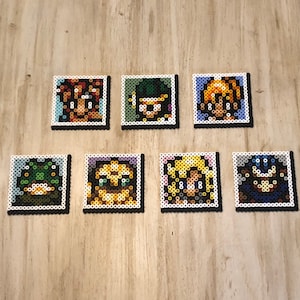 Chrono Trigger Menu Icon Magnets | Perler Sprites | Chrono | Marle | Lucca | Robo | Magus | Frog | Ayla | Pixel Art | SNES