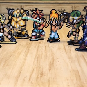 Chrono Trigger Battle Perler Sprites | Stands | JRPG Magnets | Chrono | Marle | Lucca | Robo | Magus | Frog | Ayla | Retro | SNES