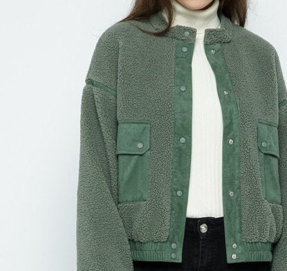 olive green teddy jacket