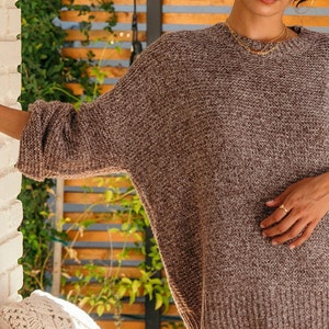 Two Tone Oversized Pullover Sweater Tunic Top