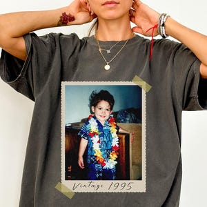 30th birthday shirt Custom Vintage Est 1995 Tee Personalized Party Gift with Picture Design for Him or Her