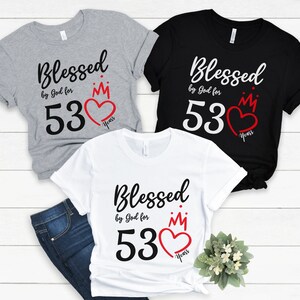 53rd Birthday Shirt, Blessed By God 53 Years Tshirt, 53rd Birthday Gift for Women, 53rd Birthday Gift Idea, Mom 53rd Birthday, 1969 Birthday