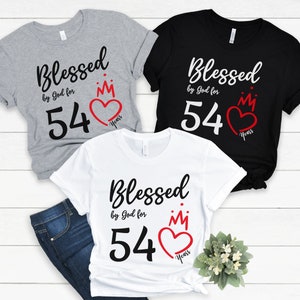 54th Birthday Shirt, Blessed By God 54 Years Tshirt, 54th Birthday Gift for Women, 54th Birthday Gift Idea, Mom 54th Birthday, 1968 Birthday