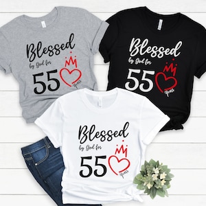 55th Birthday Shirt, Blessed By God 55 Years Tshirt, 55th Birthday Gift for Women, 55th Birthday Gift Idea, Mom 55th Birthday, 1967 Birthday