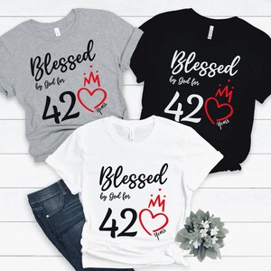 42nd Birthday Shirt, Blessed By God 42 Years Tshirt, 42nd Birthday Gift for Women, 42nd Birthday Gift Idea, Mom 42nd Birthday, 1980 Birthday