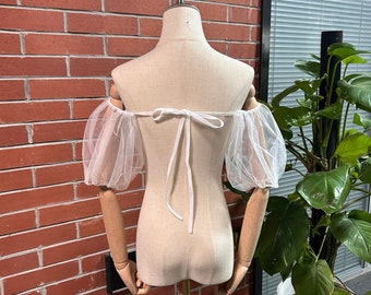 Puff Tulle Bridal Sleeves/ Solid Detachable Sleeves for Wedding Dress/ Removable Bridal Sleeves/ Custom Wedding Sleeves/Wedding Accessory