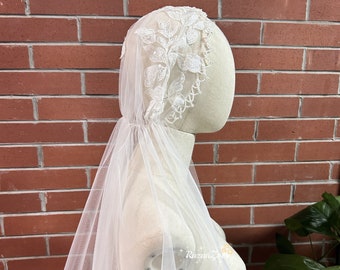Leaves Lace Bridal Juliet Veil Boho Sequins Wedding Cap Veil 1930s Ivory Juliet Cap Veil Luxury Elegant Veil Floral Lace Veil for Wedding