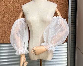 Maniche in tulle staccabili per abito da sposa/ Maniche da sposa lunghe in tulle a sbuffo/ Maniche da sposa rimovibili/ Maniche da sposa a colori personalizzati