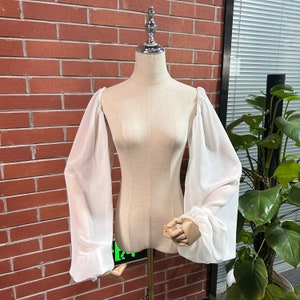シフォンアイボリーロングブライダルスリーブ、ウェディングドレス用取り外し可能なスリーブ、取り外し可能なスリーブ、カスタム任意の色/サイズのスリーブ、ウェディングセパレート
