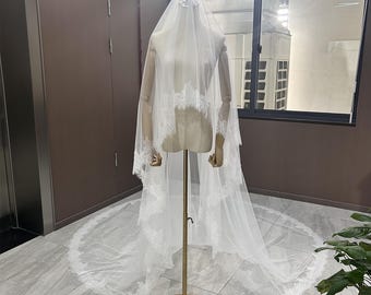 Blusher Veil, Lace Edge Bridal Veil, Mantilla Lace Wedding Veil, Lace Veil, Chantilly Lace Veil, Church Wedding Veil, Scalloped Edge Veil