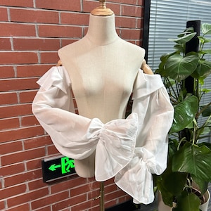 Chiffon Off Shoulder Bridal Sleeves, Detachable Sleeves for Wedding Dress, Removable Bicep Sleeves Custom Sleeves, Wedding Gown Sleeves
