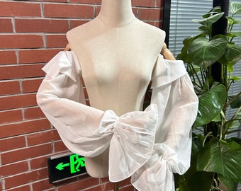 Maniche da sposa in chiffon con spalle scoperte, maniche staccabili per abito da sposa, maniche bicipiti rimovibili maniche personalizzate, maniche per abito da sposa