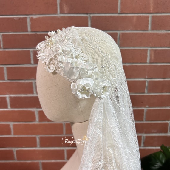 Vintage Rose Flower Juliet Bridal Veil Boho Wedding Cap Veil  display picture 1
