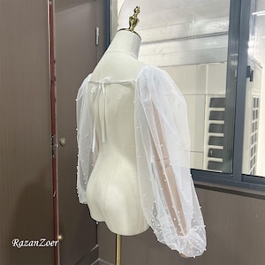 ブライダルスリーブ、パールチュールスリーブ、ウェディングドレス用取り外し可能スリーブ、取り外し可能な上腕二頭筋スリーブ、カスタムウェディングスリーブ、アイボリースリーブ