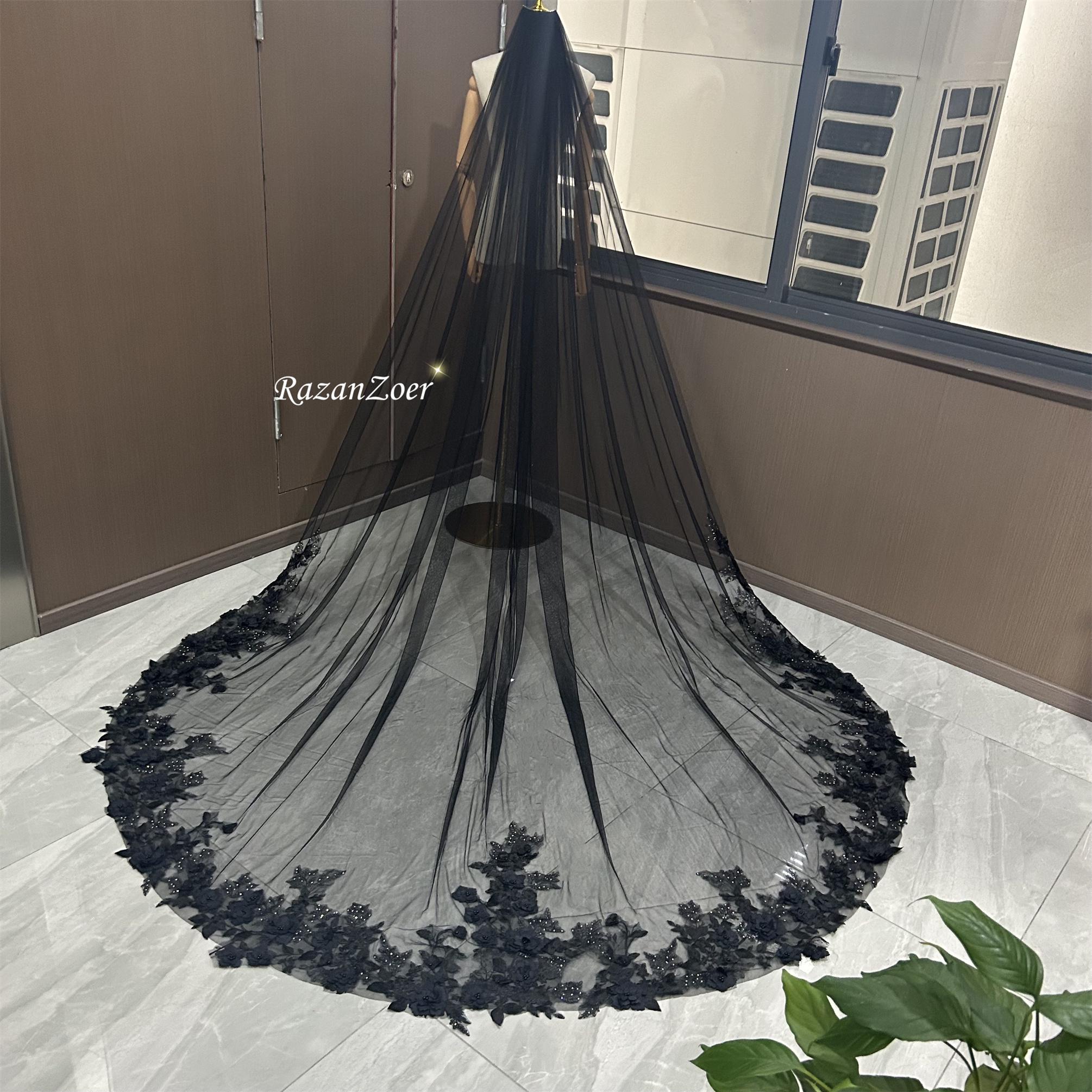 Voile De Mariée En Dentelle Noire 5 M - Pour Halloween