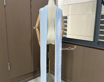 Light Blue Chiffon Scarf Wedding Neckerchief, Flowing Chiffon Scarf Bridal Shawl Bridal Veil Scarf, Chiffon Scarf Short/Long Scarf, Floor