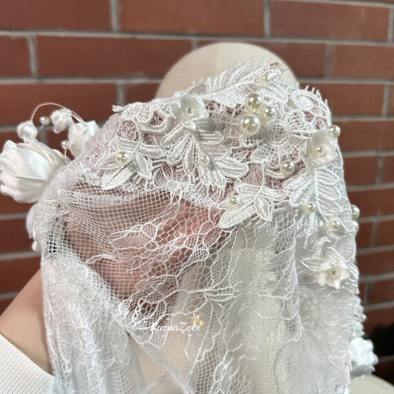 Vintage Rose Flower Juliet Bridal Veil Boho Wedding Cap Veil  display picture 2
