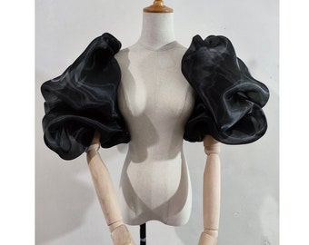 Black Puff Bridal Sleeves/ Detachable Sleeves for Wedding Dress/ Removable Bicep Bridal Sleeves/ Custom Wedding Sleeves