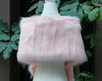 Pink Wedding Fur Wrap/bridal Fur Shawl/faux Fur Shrug/bridesmaid