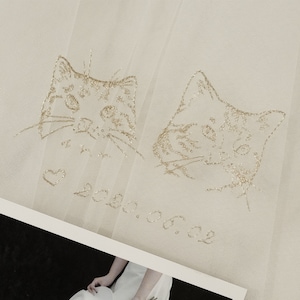 Add Custom Embroidery on Veil/ Veil with pet portrait/ Personalized embroidered Veil