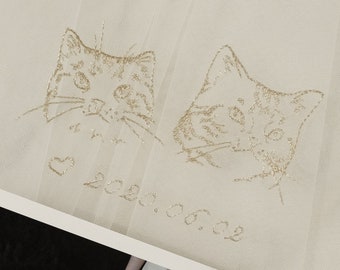 Add Custom Embroidery on Veil/ Veil with pet portrait/ Personalized embroidered Veil