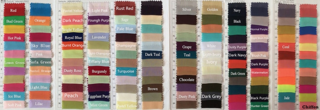 Chiffon Color Swatches - Etsy