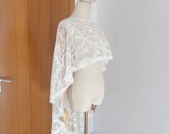 Leaf Lace Bridal Caplet, Lace Bridal Cape,Beach Wedding Shoulder Cape Veil, Outdoor Event Accessories, Dress Partner