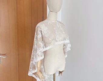 Elegant Floral Leaf Lace Bridal Caplet, Lace Bridal Cape,Beach Wedding Shoulder Cape Veil, Outdoor Event Accessories, Dress Partner
