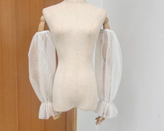 Maniche da sposa in tulle con spalle scoperte, maniche staccabili per abito da sposa, maniche bicipiti rimovibili, maniche personalizzate