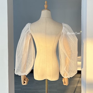 Off-white Tulle Long Bridal Sleeves / Detachable Sleeves for Wedding Dress/ Removable Sleeves/ Custom Wedding Sleeves, Simple Sleeves