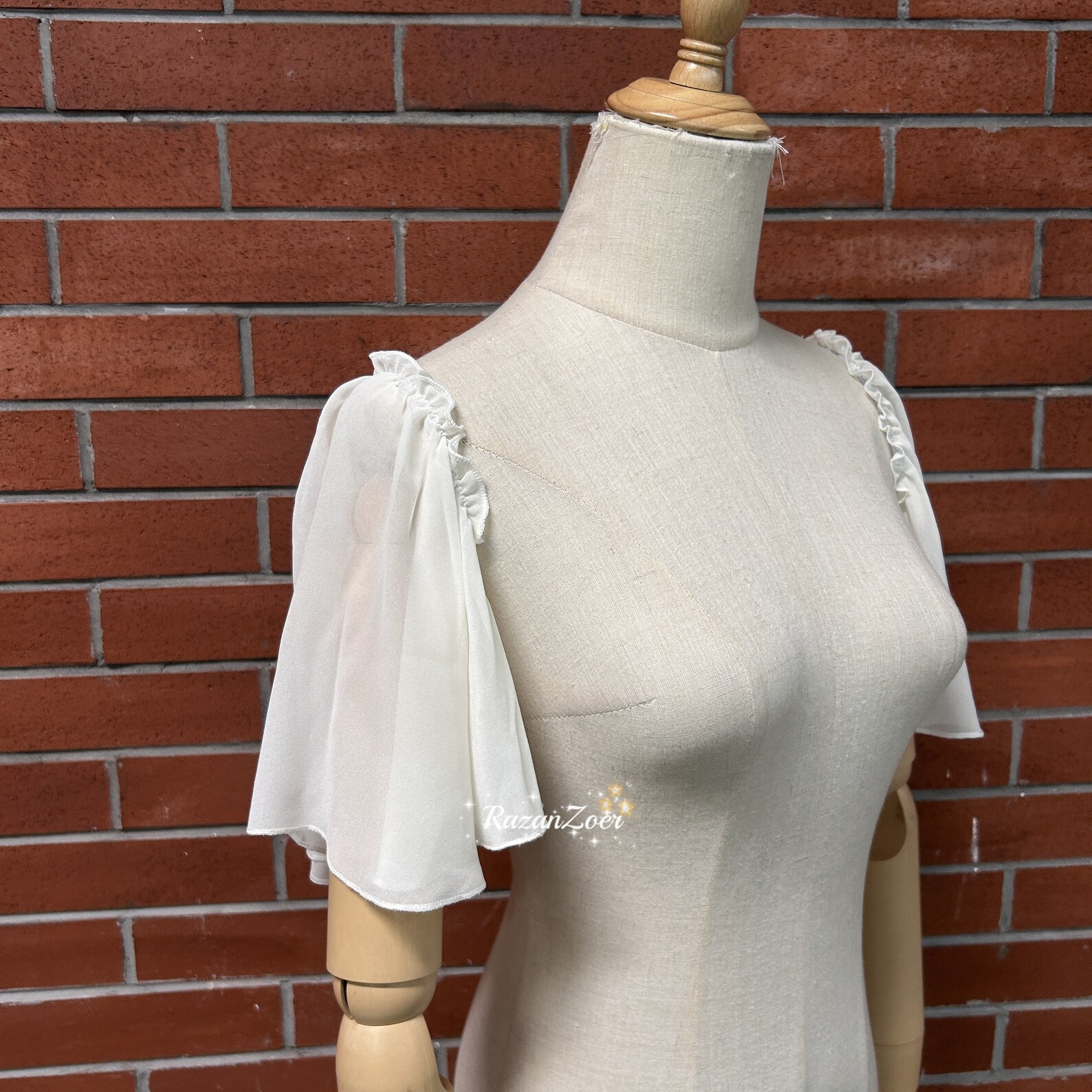 Short Ivory Chiffon Bridal Sleeves, Removable Sleeves, Detachable Short Ivory Chiffon Bridal Sleeves, Removable Sleeves, Detachable