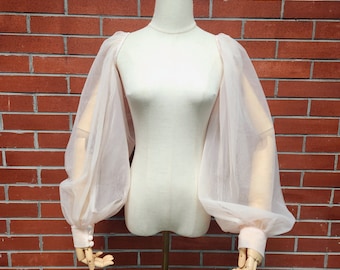 Tulle Long Bridal Sleeves with Buttons/ Detachable Sleeves for Wedding Dress/ Removable Bicep Bridal Sleeves/ Custom Wedding Sleeves