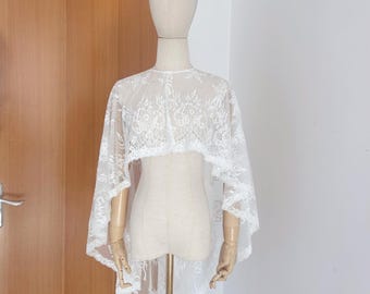 Lace Bridal Caplet, Lace Bridal Cape,Beach Wedding Shoulder Cape Veil, Outdoor Event Accessories, Dress Partner