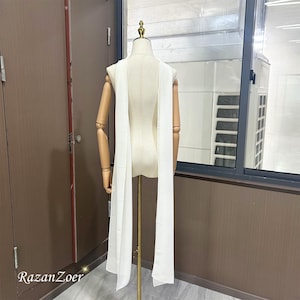 クリームベージュのシフォンスカーフウェディングネッカチーフ、流れるようなシフォンスカーフブライダルショールブライダルベールスカーフ、シフォンスカーフショート/ロングスカーフ、フロア