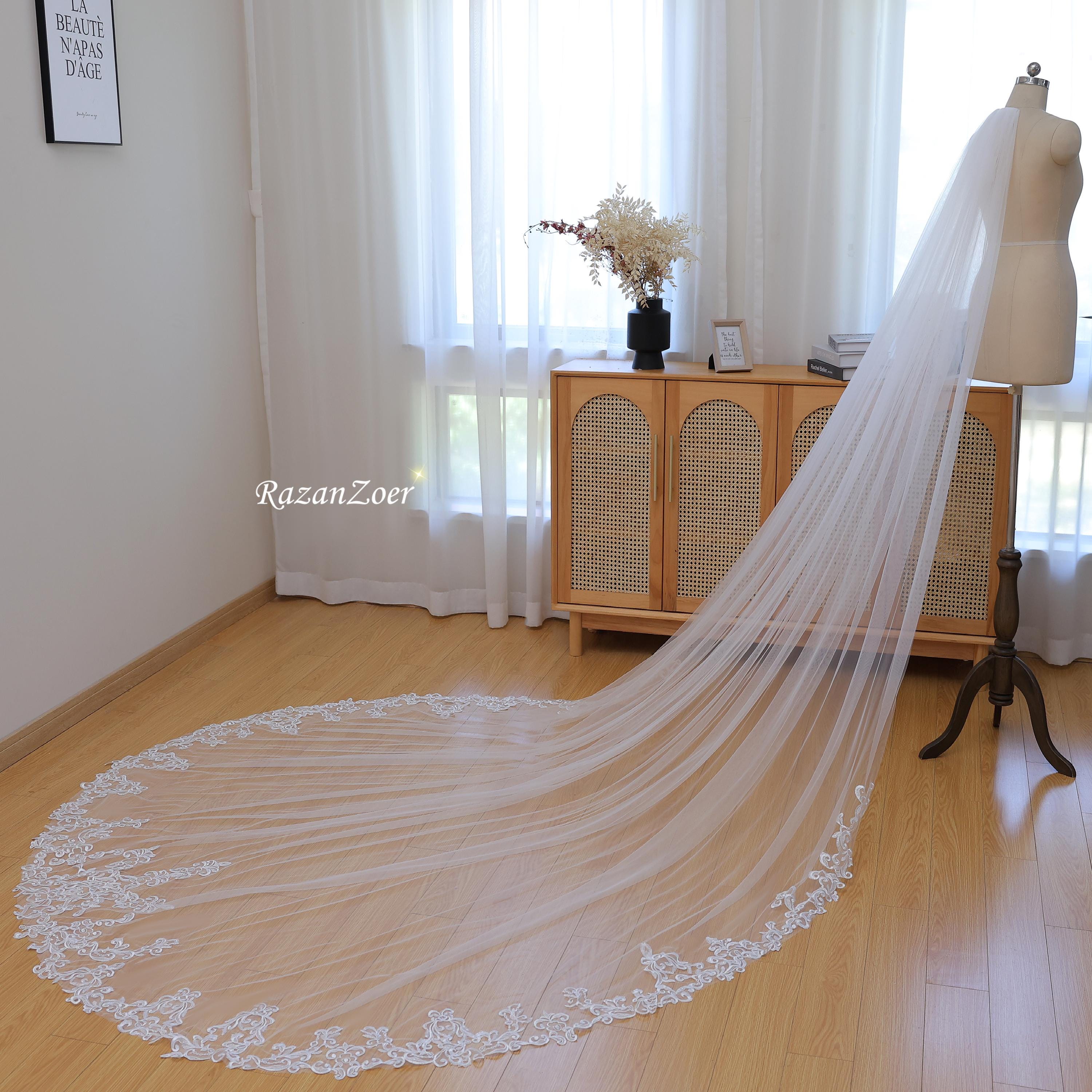 Langer Brautschleier 200cm Aus Tüll - Eleganter Schleier Mit Kamm Für Die Hochzeit
