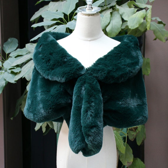 Green faux fur best sale shrug