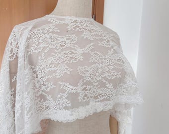 Floral Leaf Lace Bridal Caplet, Lace Bridal Cape,Beach Wedding Shoulder Cape Veil, Outdoor Event Accessories, Dress Partner