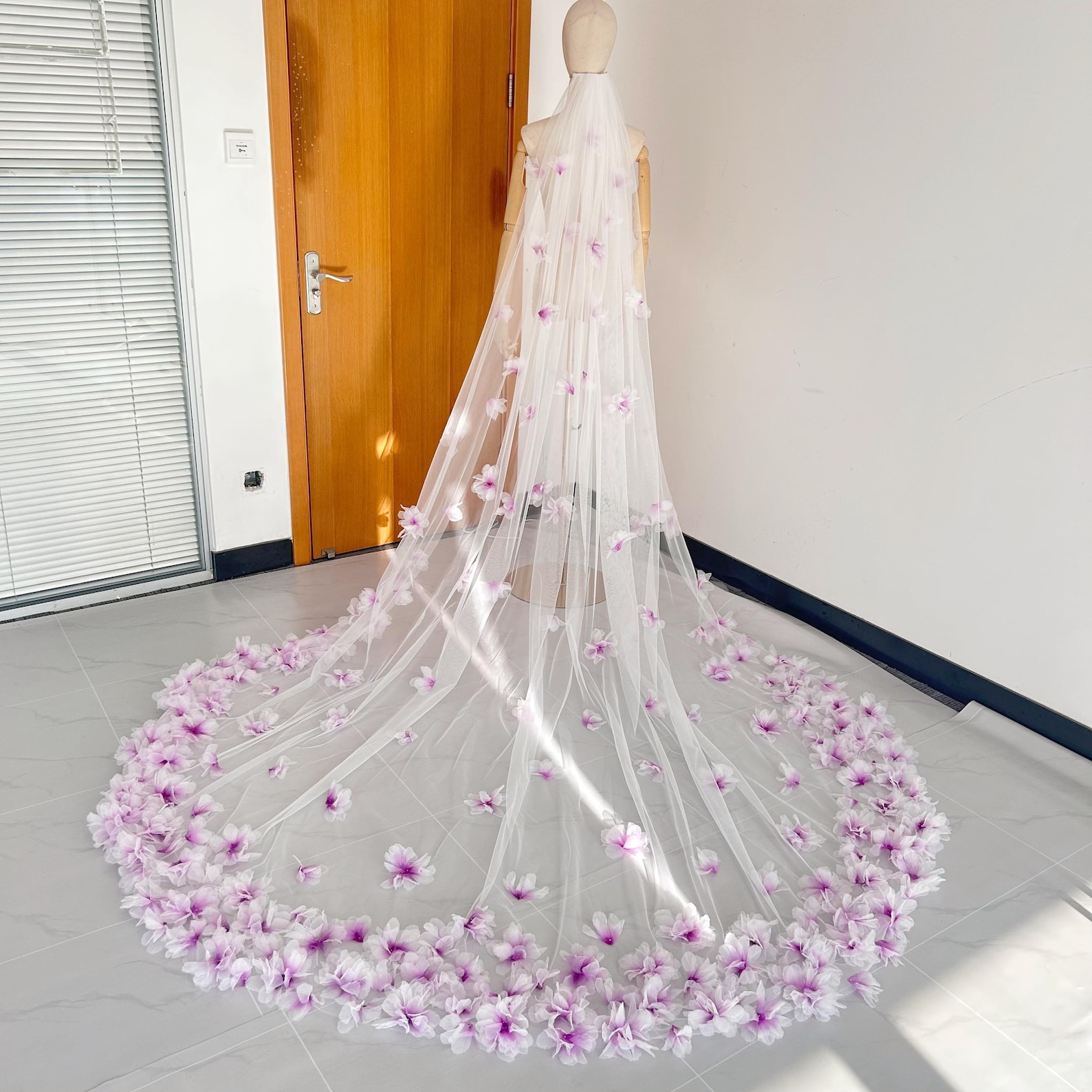 Purple bridal veils