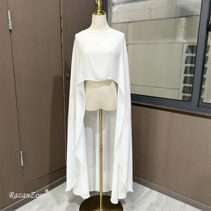 Ivory Silk Chiffon Bridal Cape, Bridal Cape Train,Beach Wedding Shoulder Cape Veil, Outdoor Event Accessories, Dress Partner