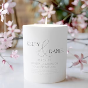 Engagement Gift Personalised Glow Through Candle - Personalised Engagement Gifts for Couple, Coconut Wax (no paraffin)
