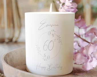 60th Birthday Personalised Candle - Coconut wax (no paraffin wax)  - Gifts for her