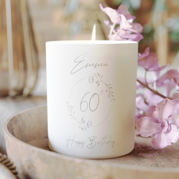 60th Birthday Personalised Candle - Coconut wax (no paraffin wax)  - Gifts for her